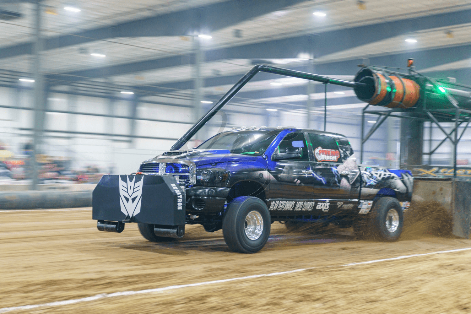 Megatron blue vehicle on track